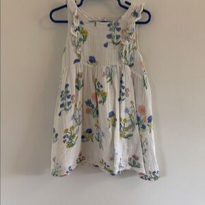 Angel Dear Floral Kids Dress - White with Blue and Yellow